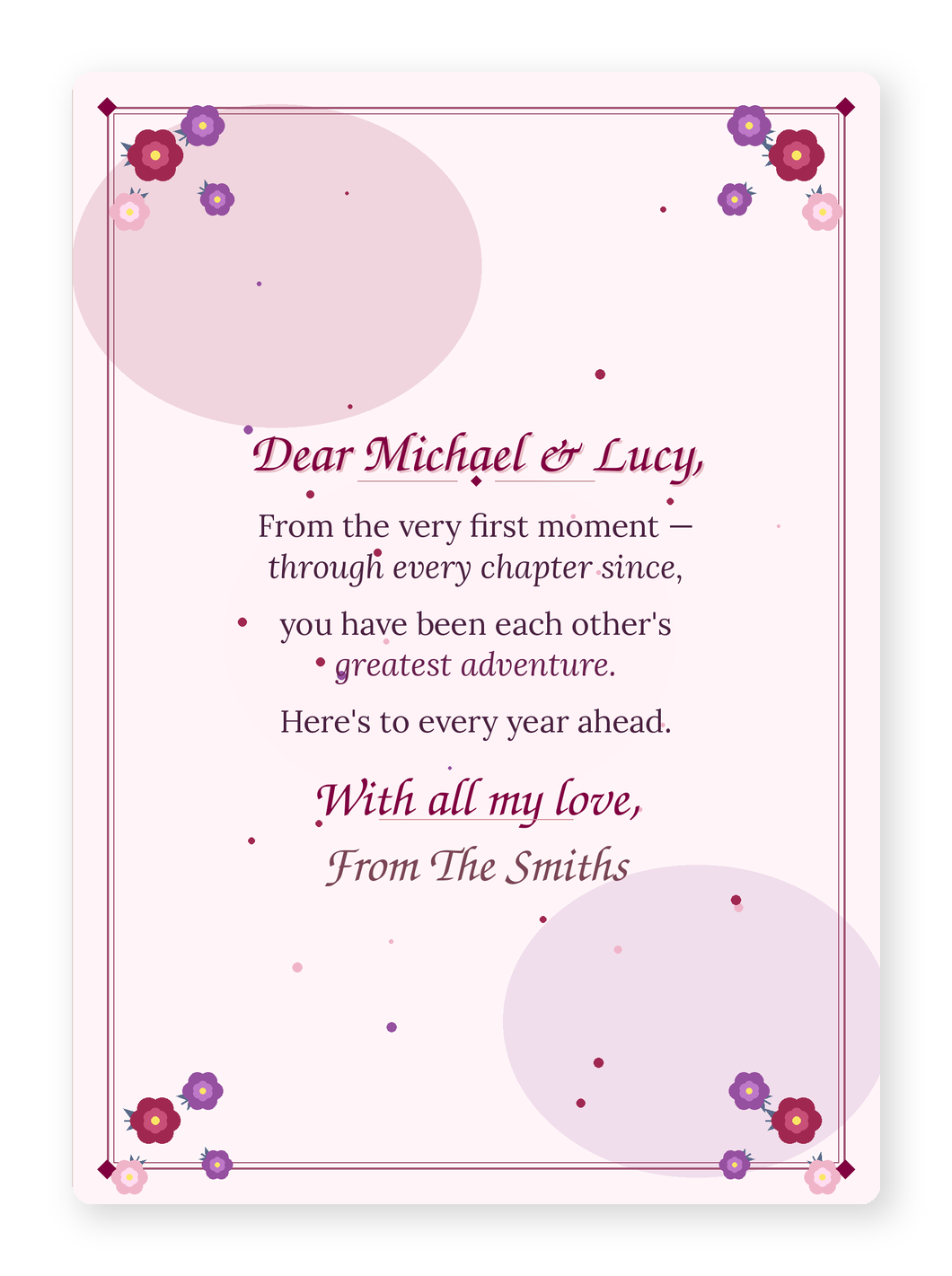 Anniversary card inside