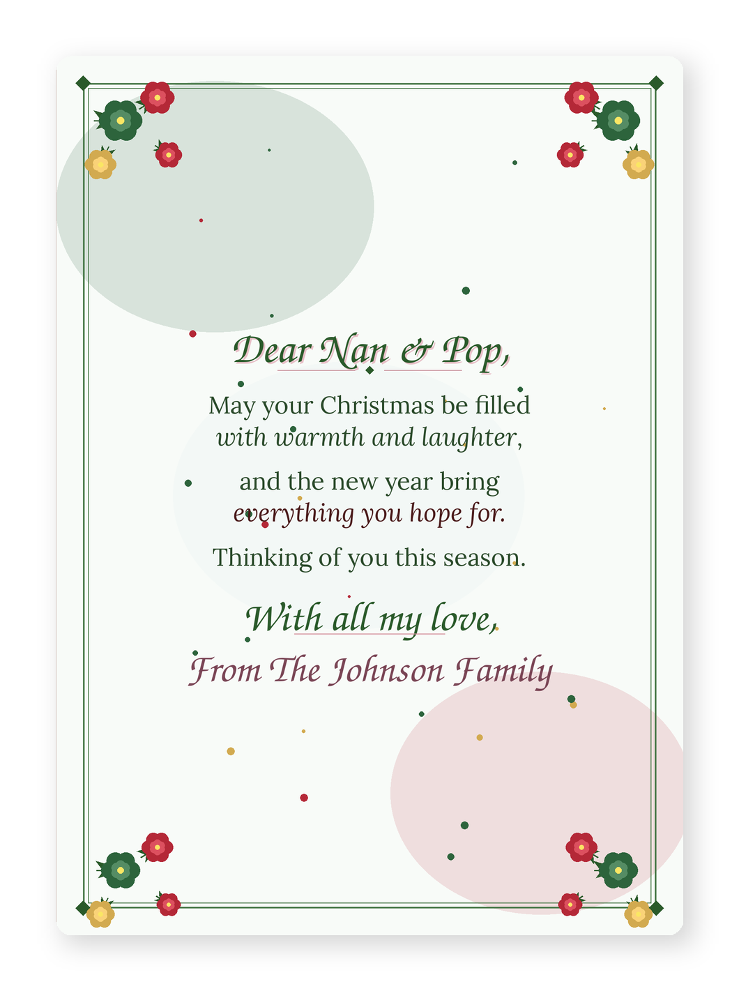 Christmas card inside