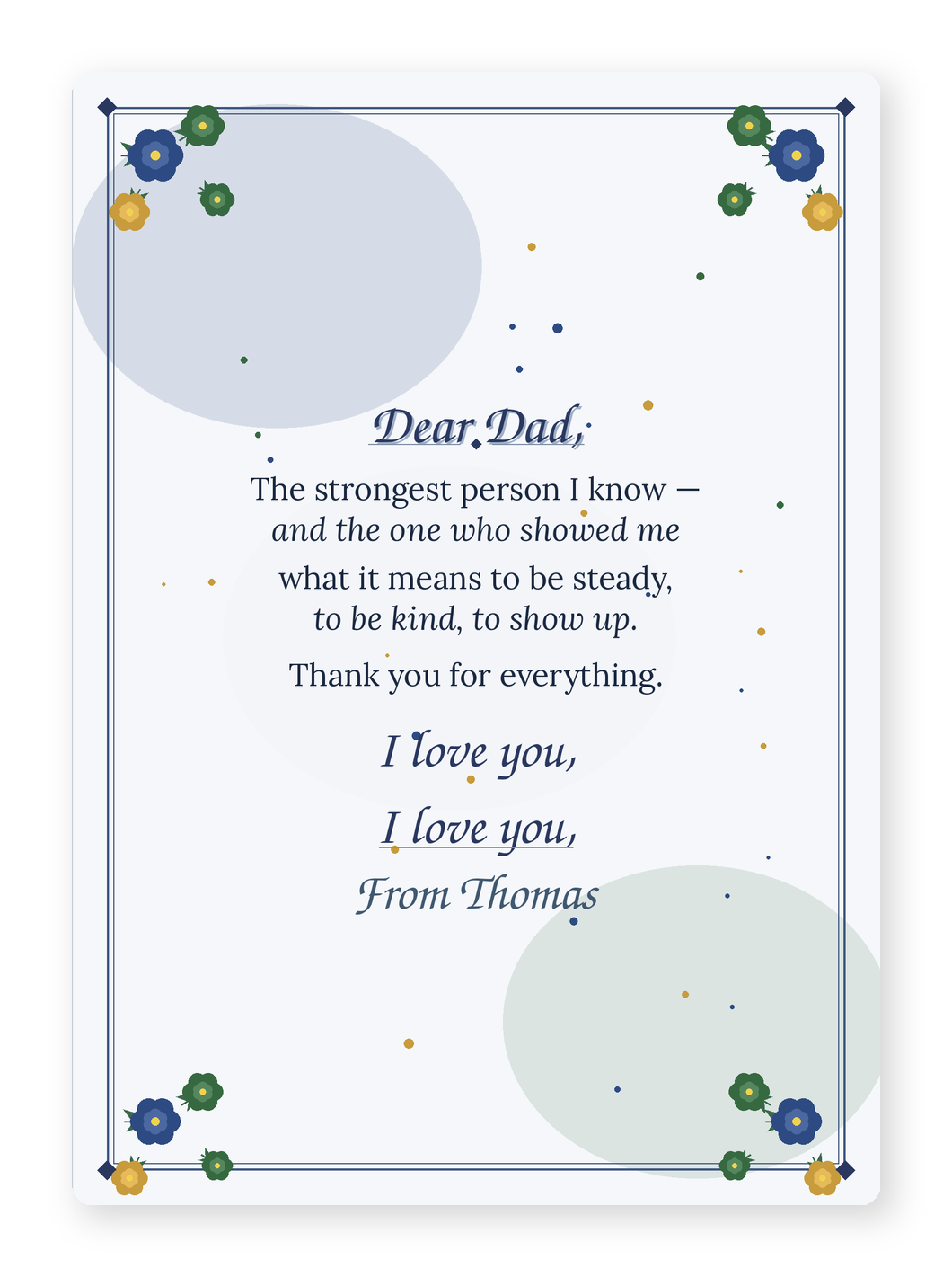 Father's Day card inside