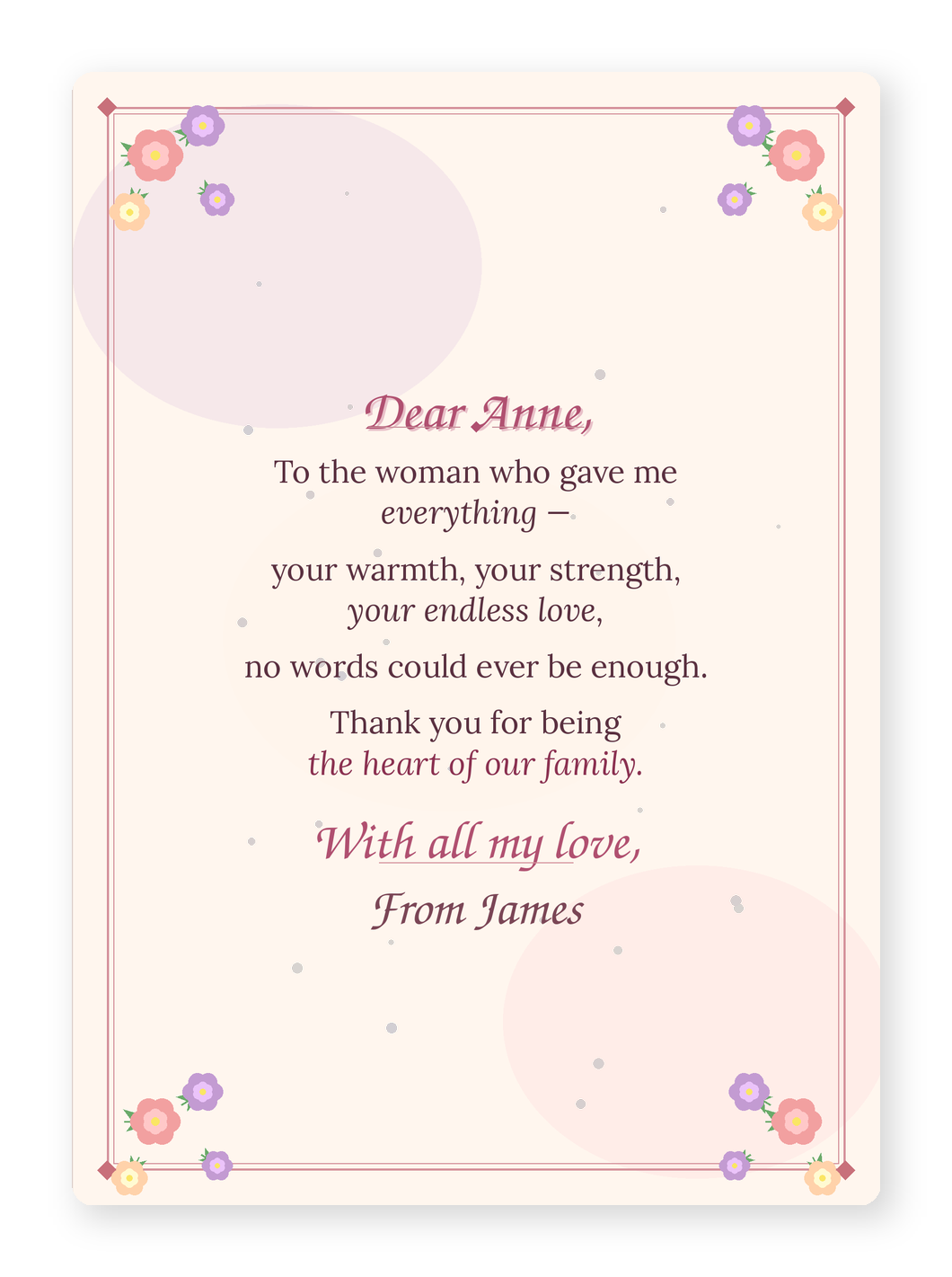 Mother's Day card inside